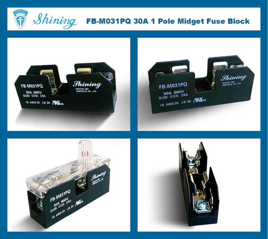 FB-M031PQ dla bezpieczników 10x38mm 600V 30A 1 pozycja blok bezpieczników midget