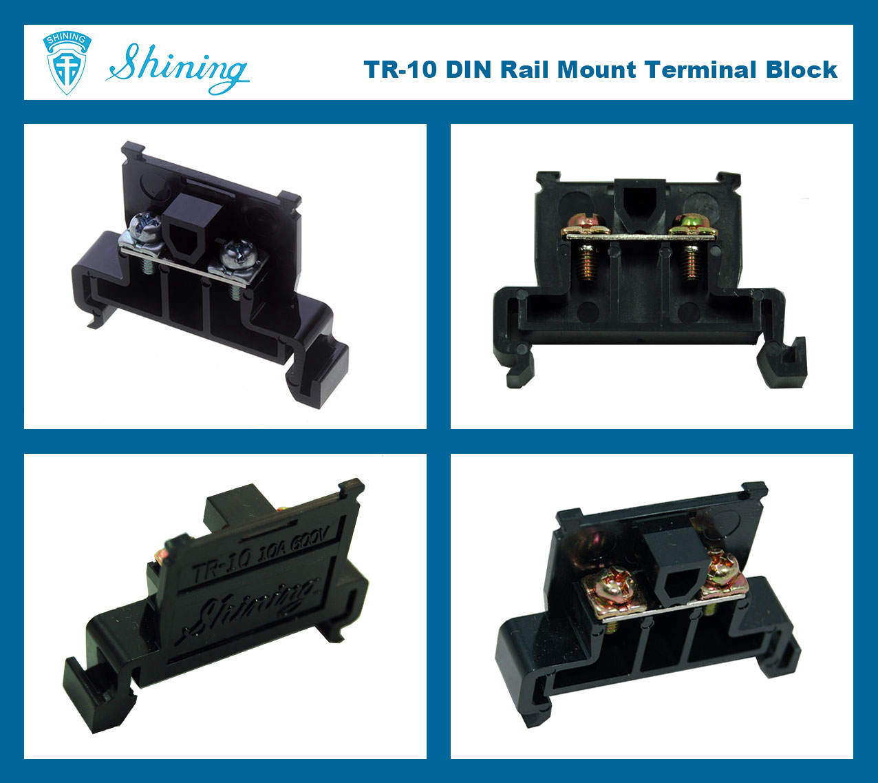 TR-10 35mm Rail Mounted Snap On Type 600V 10A Terminal Block Connector