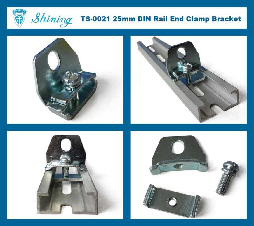 (TS-0021) Support d'extrémité en acier pour rail de montage DIN de 25 mm