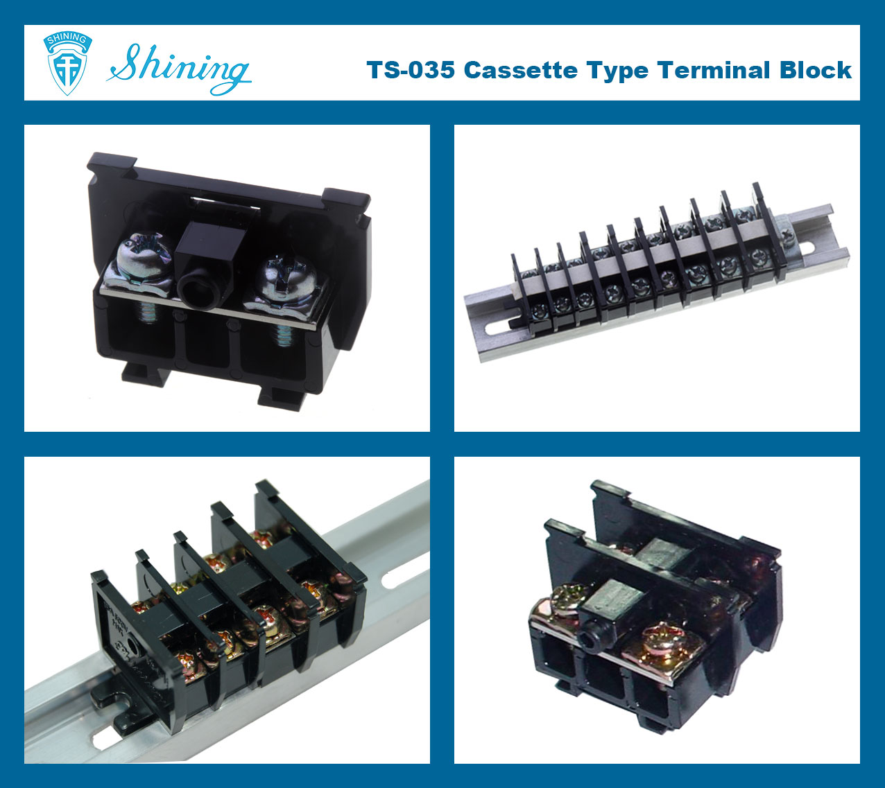 TS-035 25mm Din Rail Mounted Cassette Type 600V 35A Terminal Connector