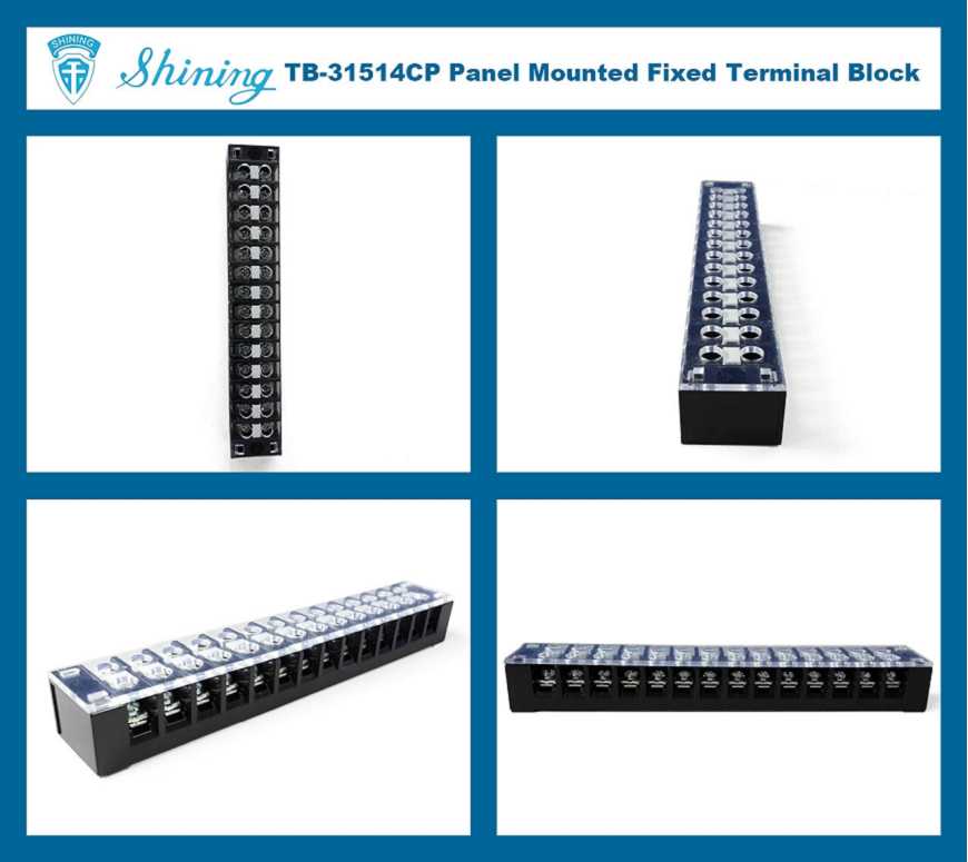 TB-31514CP Fixed Type 300V 15A 14 Position Barrier Terminal Strip