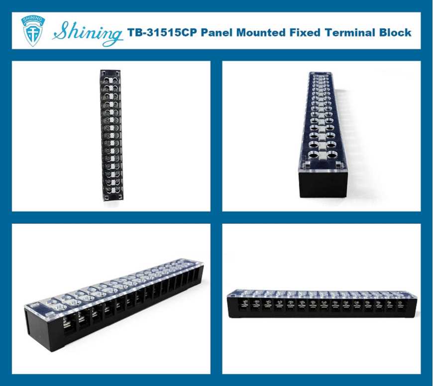 TB-31515CP Fixed Type 300V 15A 15 Position Barrier Terminal Strip