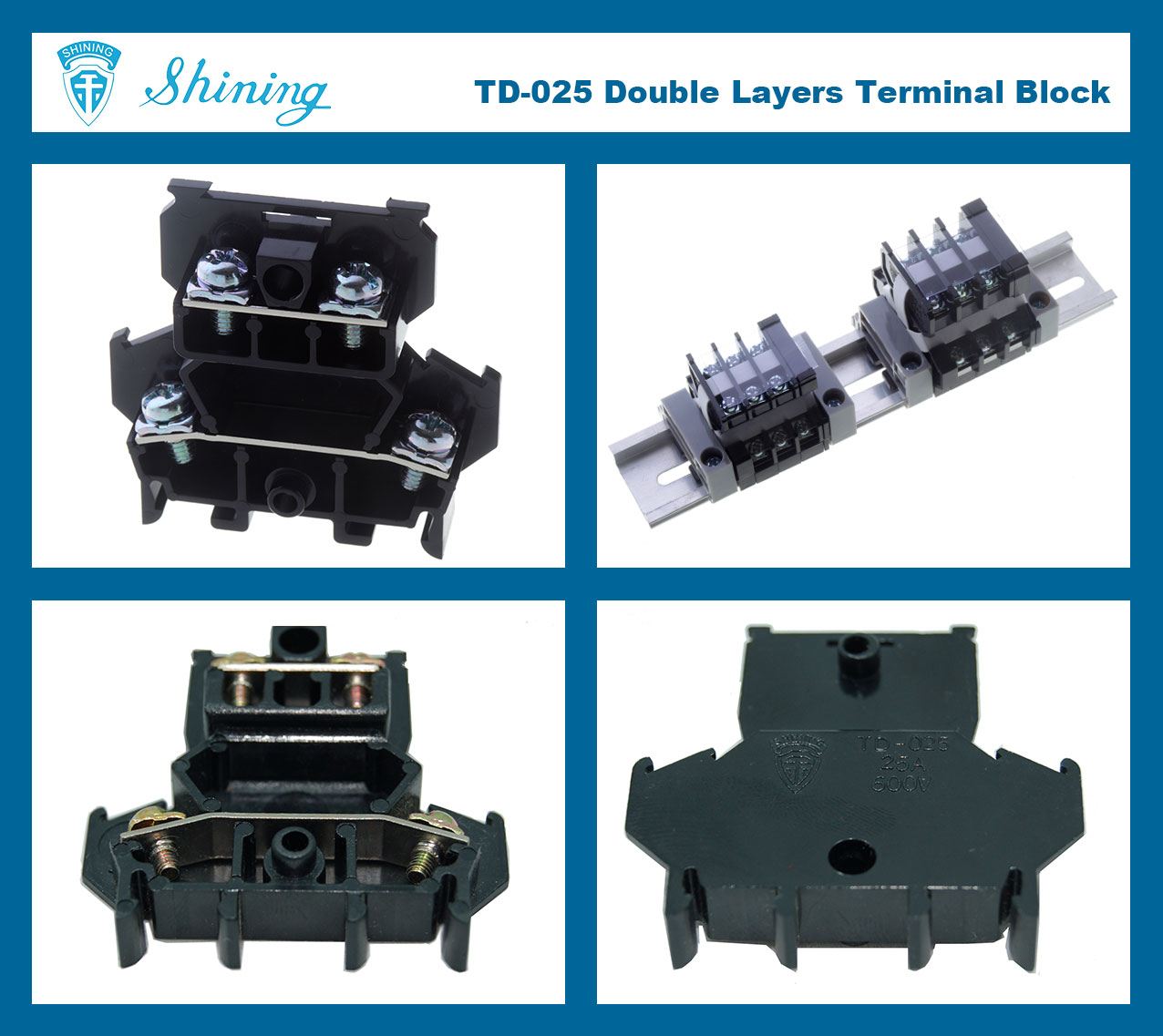 TD-025-Din-Rail-Mount-600V-25A-Plastic-Double-Level-Wire-Connector-Photo
