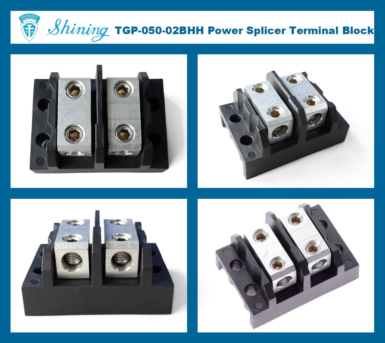 TGP-050-02BHH 600V 50A 2 Way Power Splicer Terminal Block