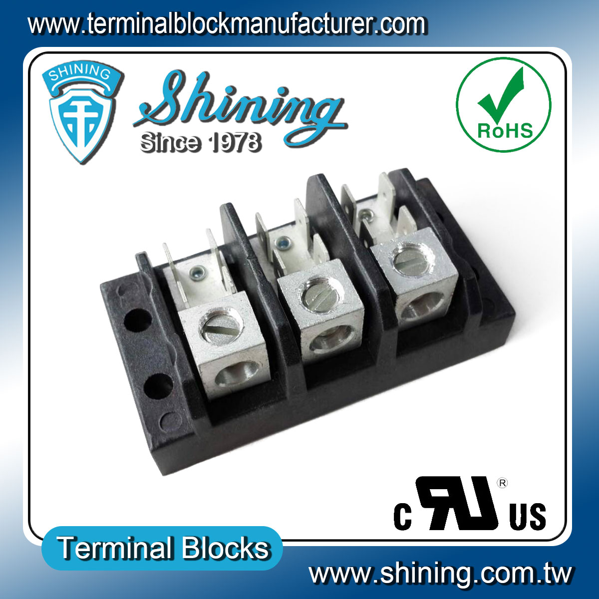 TGP-050-03A1-600V-50A-Quick-Connect-3-Pole Power-Terminal-Block