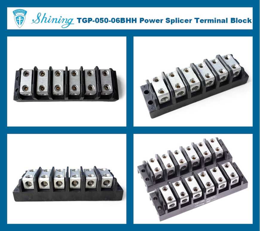 TGP-050-06BHH 600V 50A 6 Way Power Splicer Terminal Block