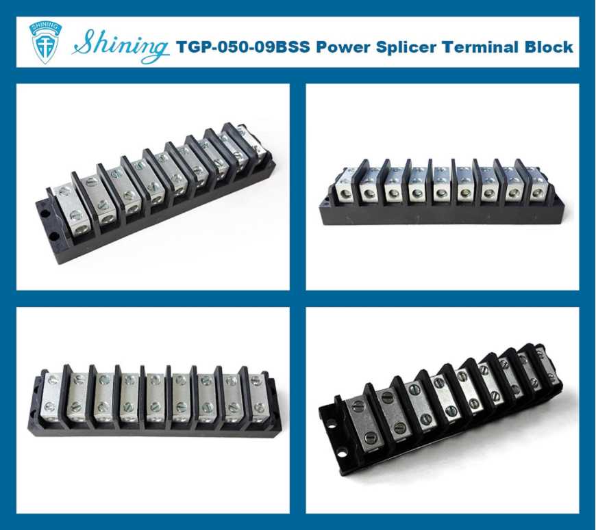 TGP-050-09BSS 600V 50A 9 Way Power Splicer Terminal Block