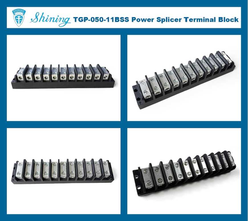 TGP-050-11BSS 600V 50A 11 Way Power Splicer Terminal Block