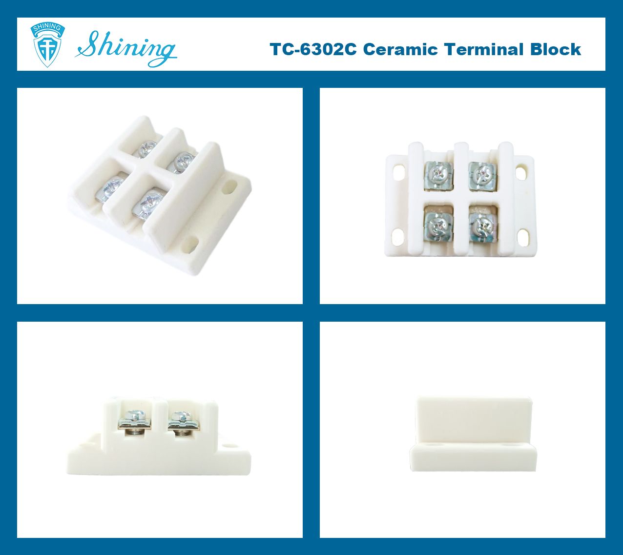 @$600V_30A_Terminal_Block$@TC-6302C_&lt;TC-6302C Монтаж на панел 600V 30A 2 полюсен керамичен терминален блок&gt;