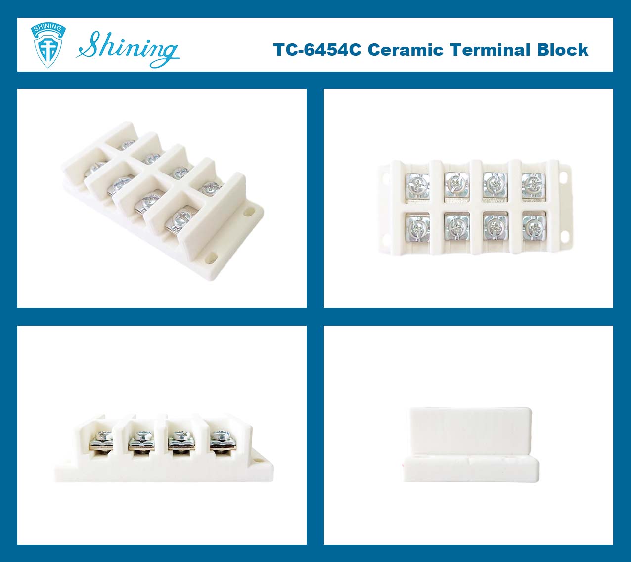@$600V_45A_Terminal_Block$@TC-6454C_&lt;TC-6454C Panel Mounted 600V 45A 4Poles Ceramic Terminal Block&gt;