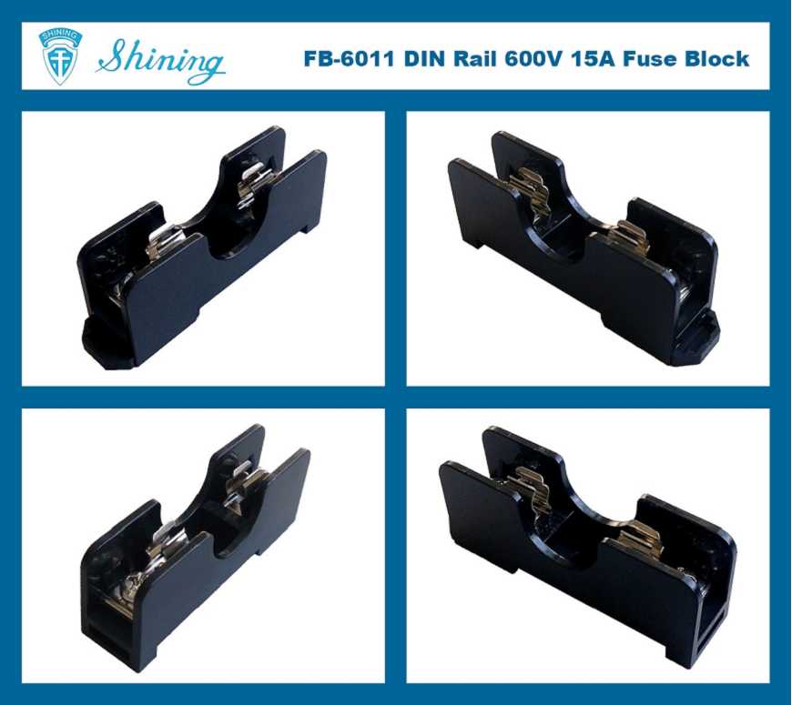 FB-6011 Pour fusible 6x30mm monté sur rail DIN 600V 15A Boîte à fusibles à 1 broche