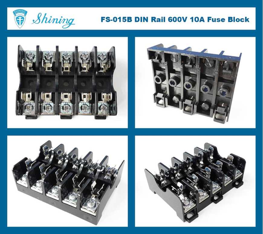 FS-015B Untuk 6x30mm Fuse Dipasang pada Rel Din 600V 10A 5 Way Fuse Block