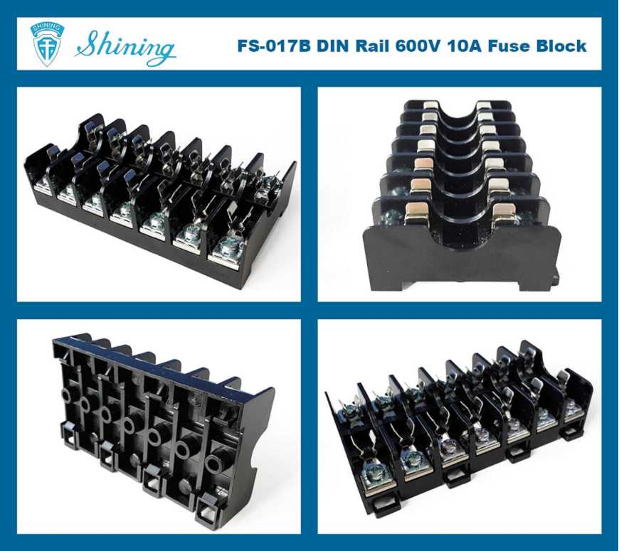FS-017B Untuk 6x30mm Fuse Dipasang pada Rel Din 600V 10A 7 Way Fuse Block