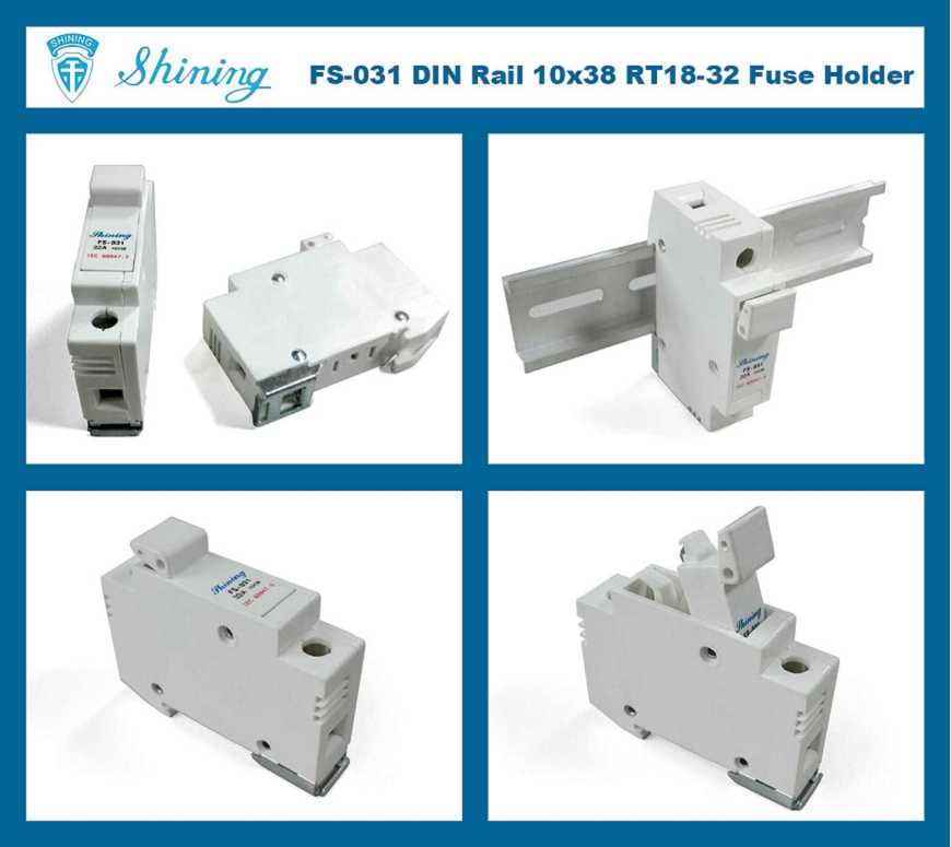 FS-031 Din Rail montierter 10x38 RT18-32 Cartridge 600V 32A 1-poliger Sicherungshalter