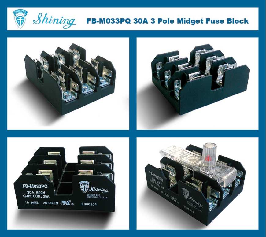 FB-M033PQ Untuk Blok Fuse Midget 10x38mm 600V 30 Amp 3 Posisi