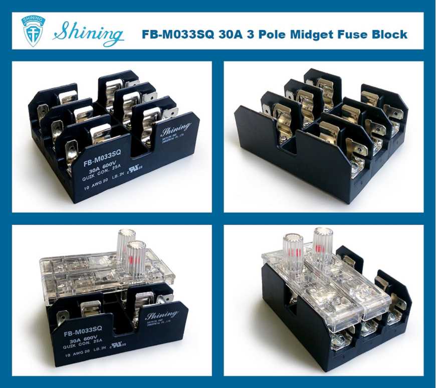 FB-M033SQ 10x38mm biztosítékhoz 600V 30 Amp 3 pozíciós kisbiztosíték blokk