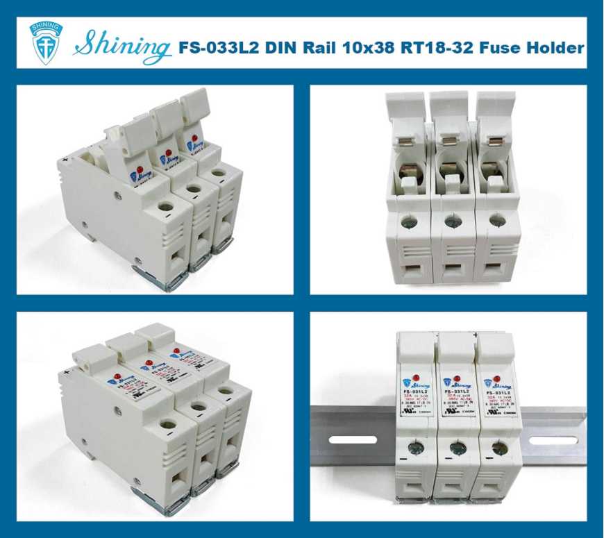 White Fuse Holder Socket Din Rail Mounting RT18-32 for 10mm x 38mm 0-32A 