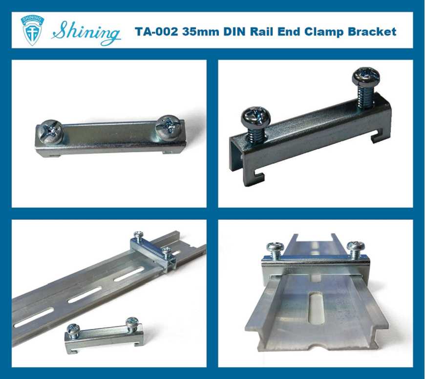 Suporte de extremidade em aço TA-002 para trilho de montagem DIN de 35mm