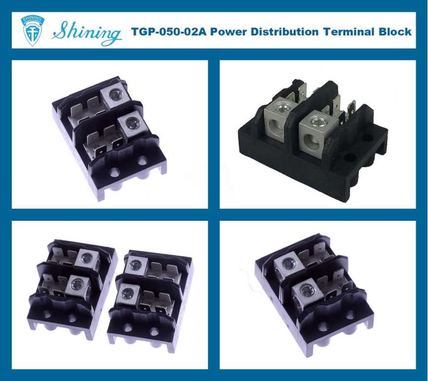 TGP-050-02A 600V 50A 2 Pole Electrical Power Terminal Block