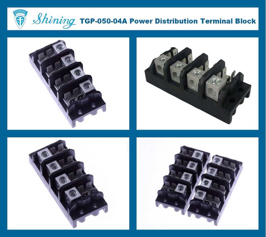 TGP-050-04A 600V 50A 4 Pole Electrical Power Terminal Block