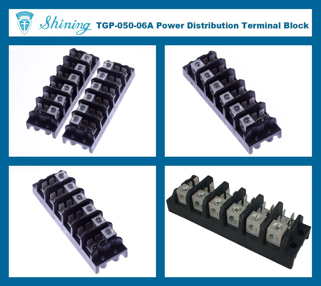 TGP-050-06A 600V 50A 6 Pole Electrical Power Terminal Block