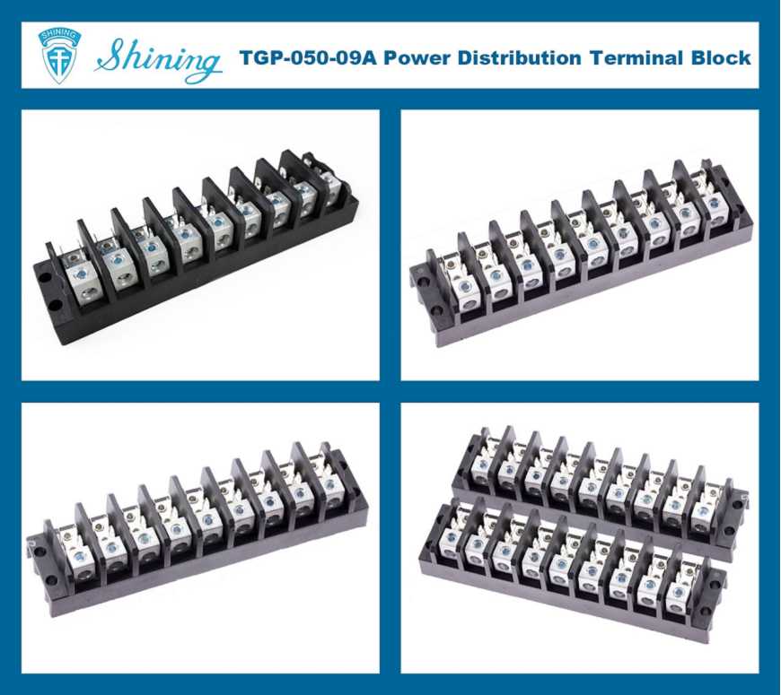 Bloco de terminais elétricos de potência de 9 polos TGP-050-09A 600V 50A