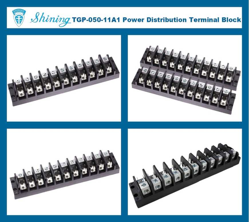 Bloque de terminales eléctrico de potencia TGP-050-11A1 600V 50A de 11 polos