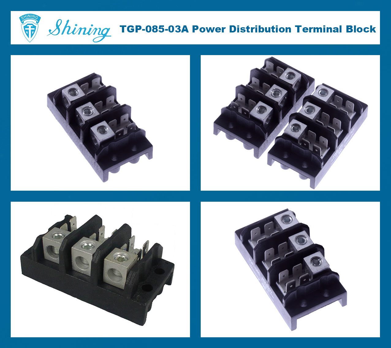 SHINING-TGP-085-03A 600V 85A 3 Pole Electrical Power Terminal Block