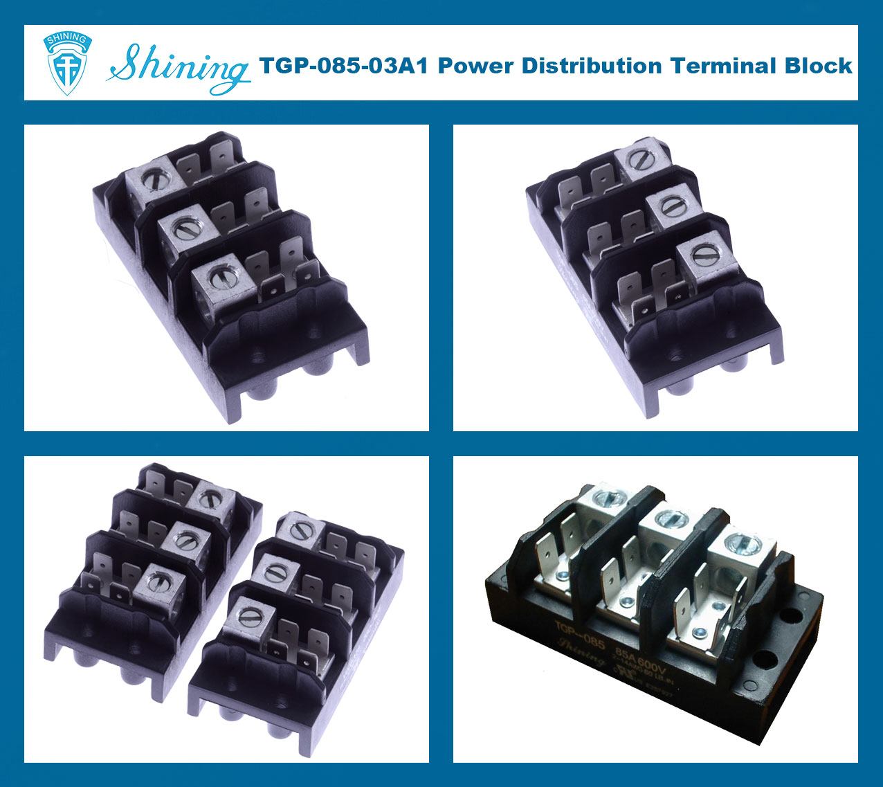 TGP-085-03A1 600V 85A 3 Pole Electrical Power Terminal Block