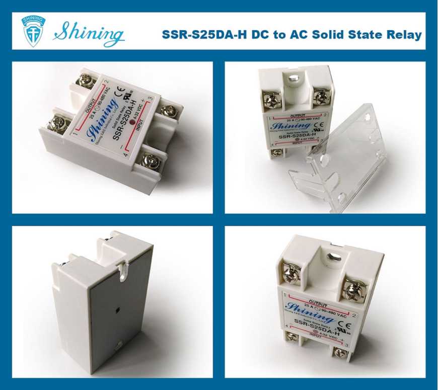 SSR-S25DA-H Relé de Estado Sólido Monofásico de 25A 480VAC DC para AC