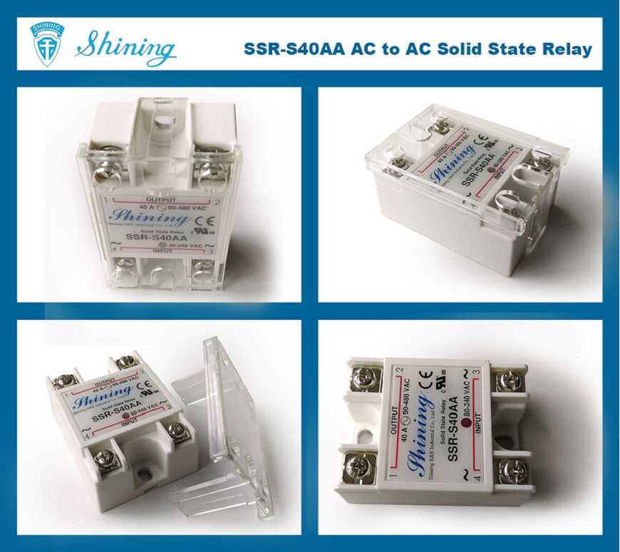 SSR-S40AA AC til AC 40A 280VAC Enkeltfaset Solid State Relay