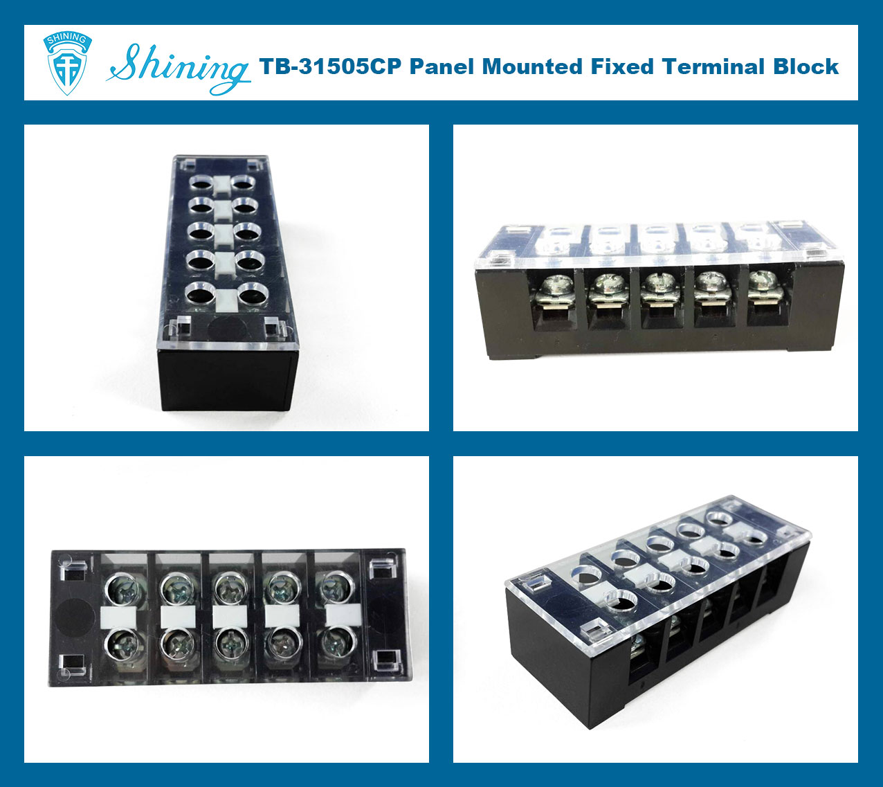 TB-31505CP Fixed Type 300V 15A 5 Position Barrier Terminal Strip TB-31505CP Fixed Type 300V 15A 5 Position Barrier Terminal Strip