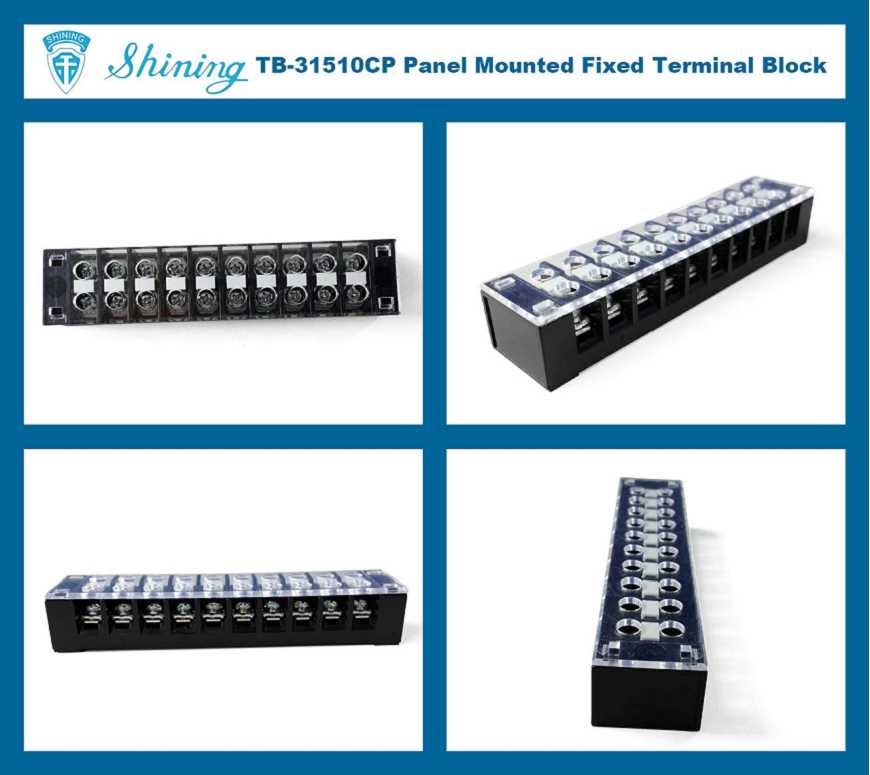 TB-31510CP Fixed Type 300V 15A 10 Position Barrier Terminal Strip