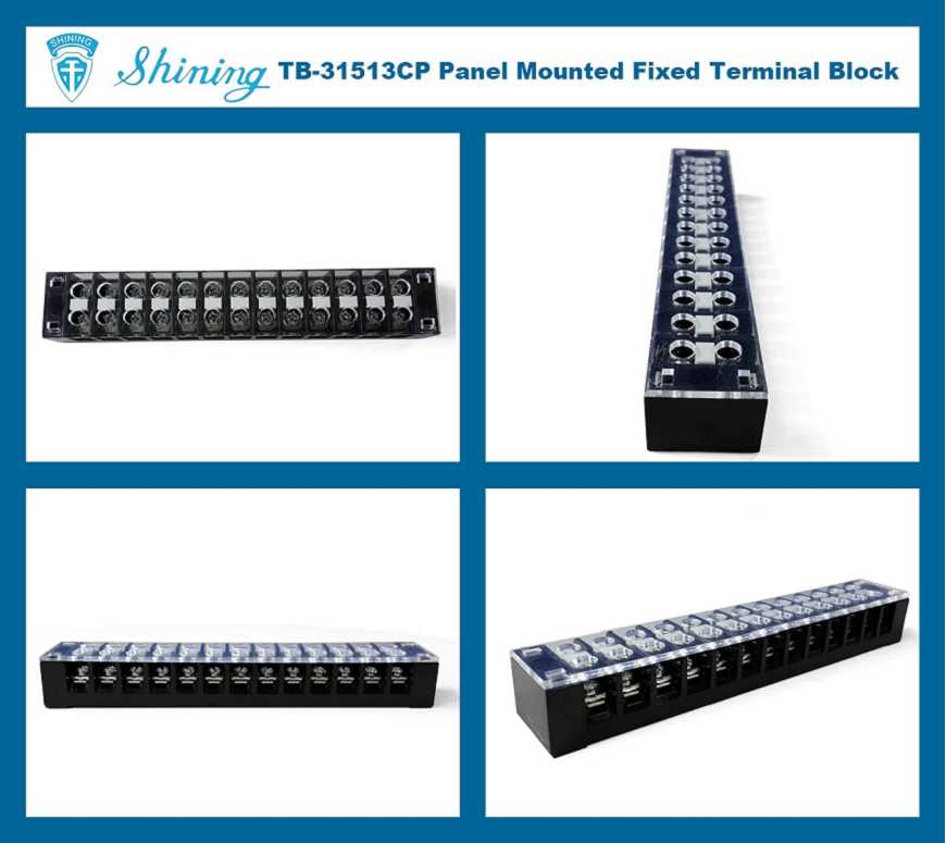 TB-31513CP Fixed Type 300V 15A 13 Position Barrier Terminal Strip