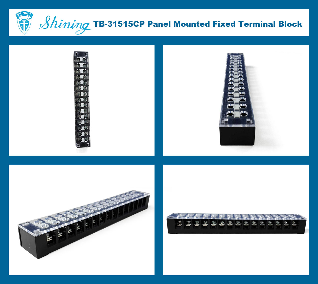 TB-31515CP Fixed Type 300V 15A 15 Position Barrier Terminal Strip