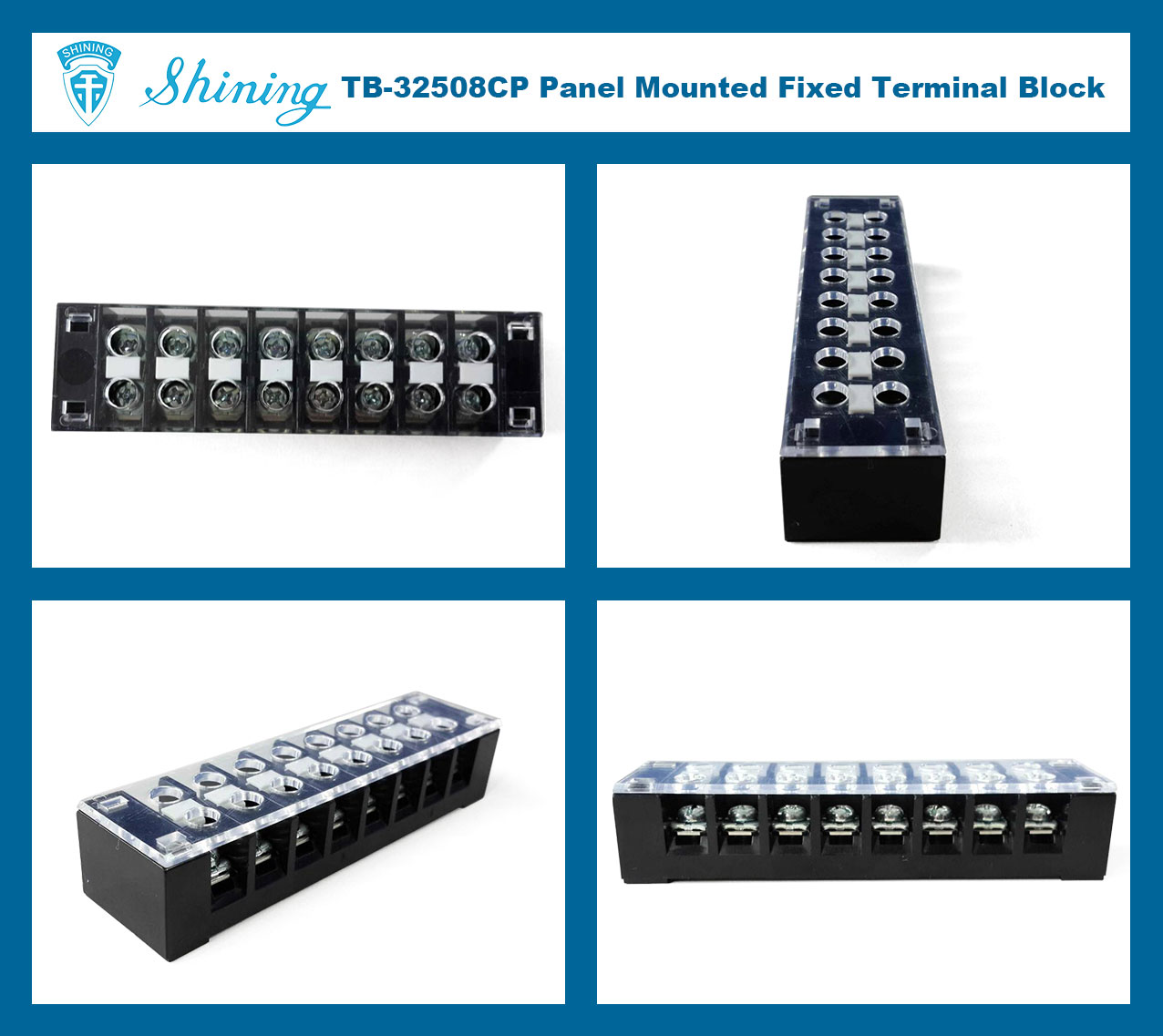 TB-32508CP 고정형 300V 25A 8개 포지션 배리어 터미널 스트립