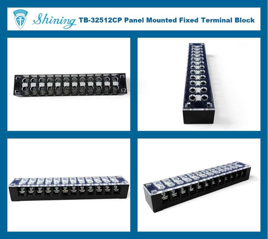 TB-32512CP Fixed Type 300V 25A 12 Position Barrier Terminal Strip