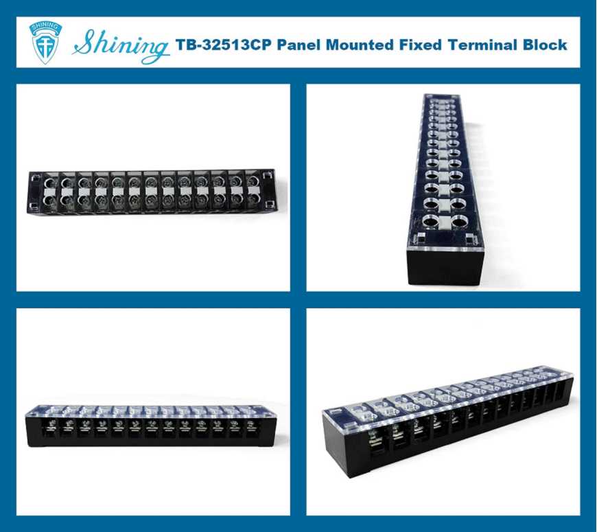TB-32513CP Fixed Type 300V 25A 13 Position Barrier Terminal Strip
