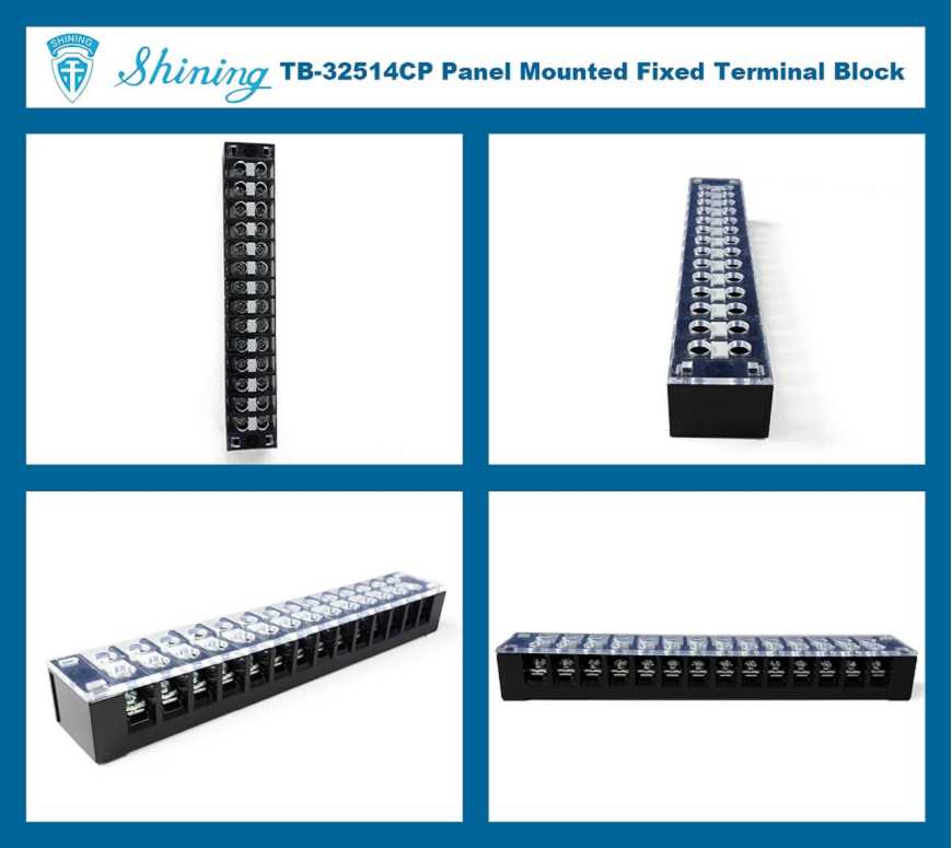 TB-32514CP Fixed Type 300V 25A 14 Position Barrier Terminal Strip
