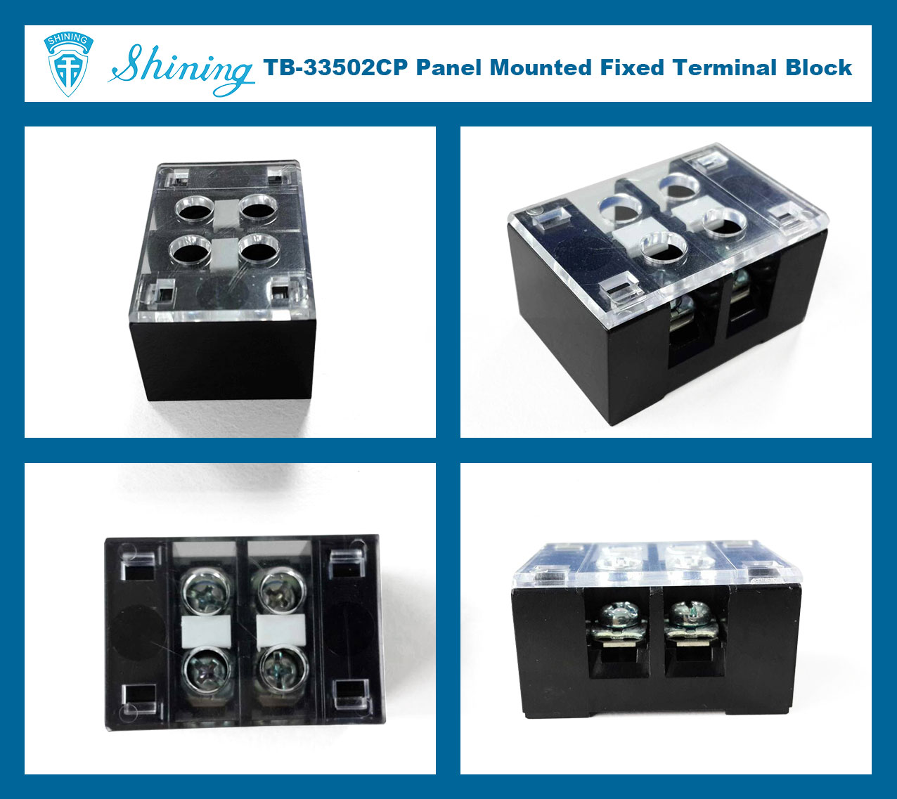 TB-33502CP Fixed Type 300V 35A 2 Position Barrier Terminal Strip