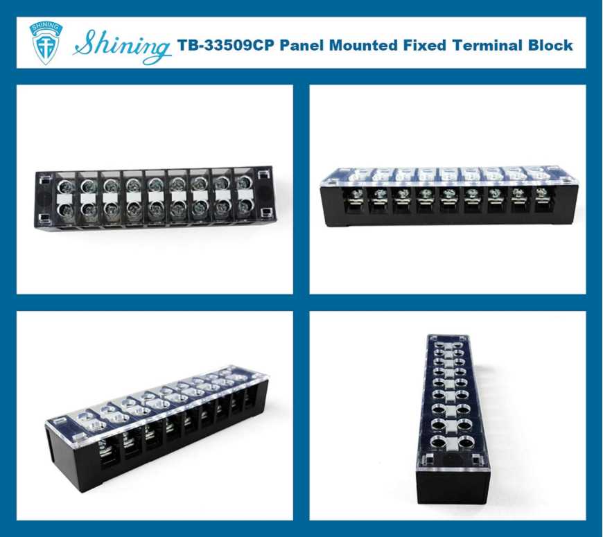 TB-33509CP Fixed Type 300V 35A 9 Position Barrier Terminal Strip