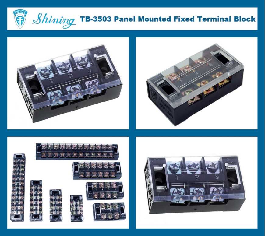 TB-3503 Panel Mounted Fixed Barrier 35A 3 Pole Terminal Block