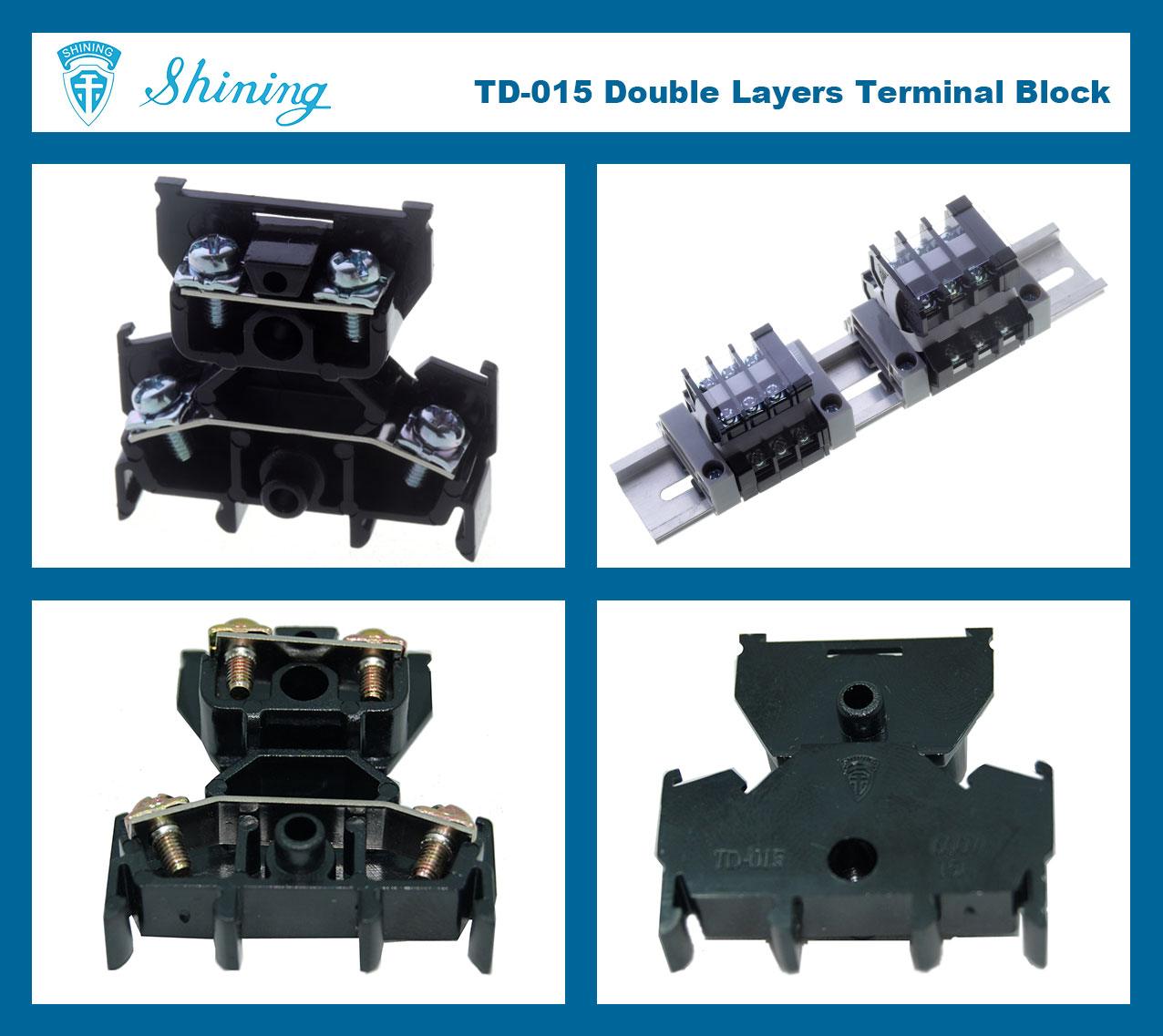 TD-015 Din Rail Mounted 15A Double Layers Terminal Block