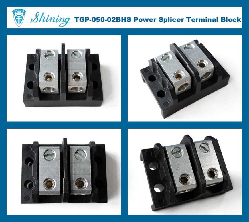 TGP-050-02BHS 600V 50A 2 Way Power Splicer Terminal Block