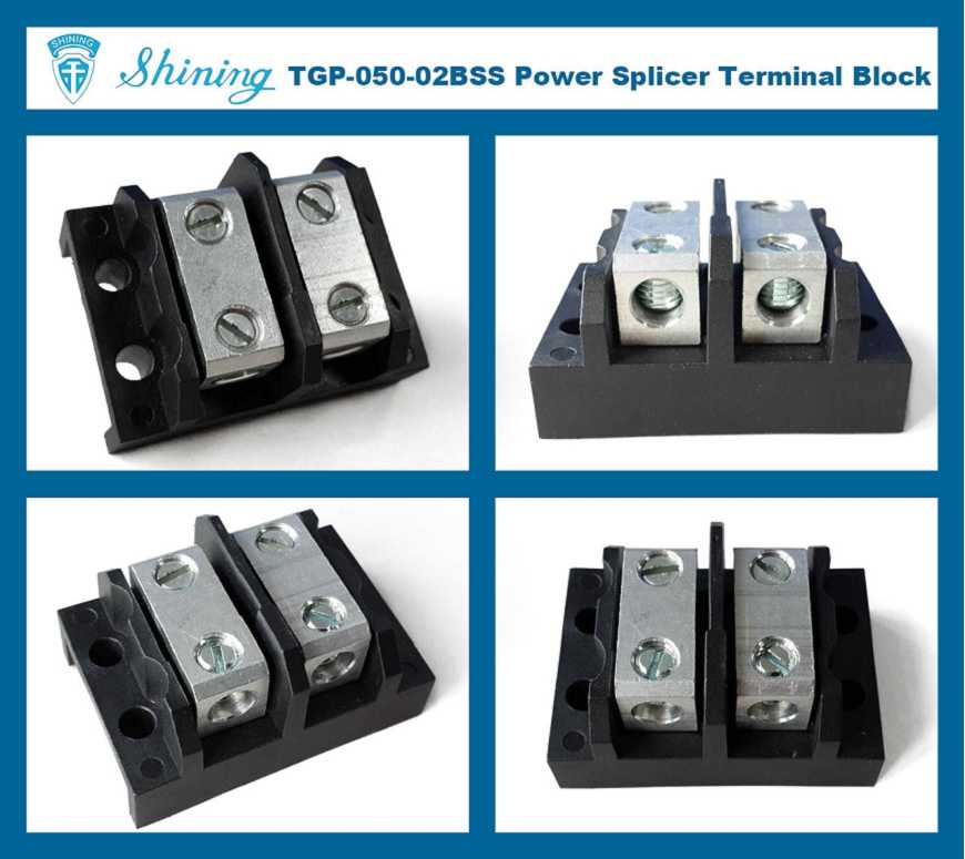 TGP-050-02BSS 600V 50A 2 Vejs Power Splicer Terminal Blok