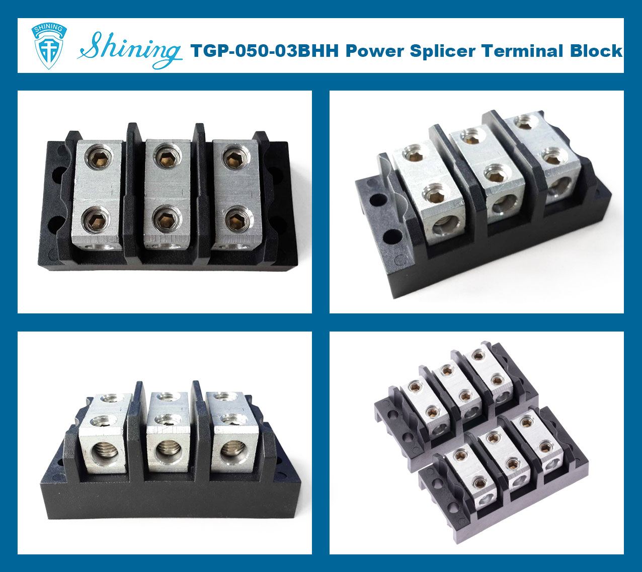 TGP-050-03A 600V 50A 3 Pole Electrical Power Terminal Block