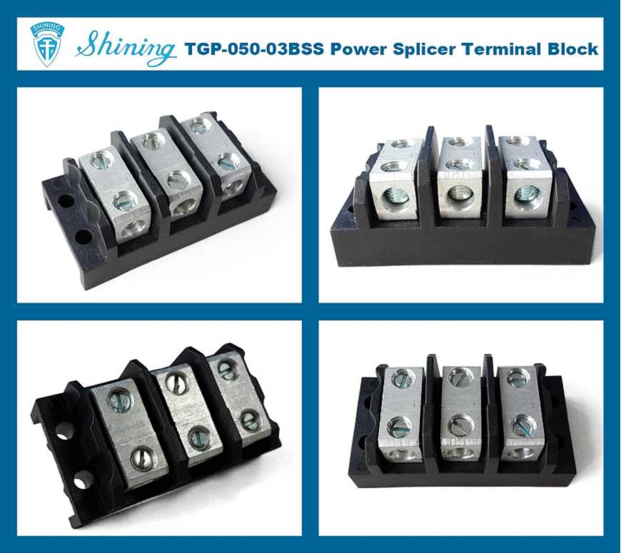 TGP-050-03BSS 600V 50A 3 Way Power Splicer Terminal Block