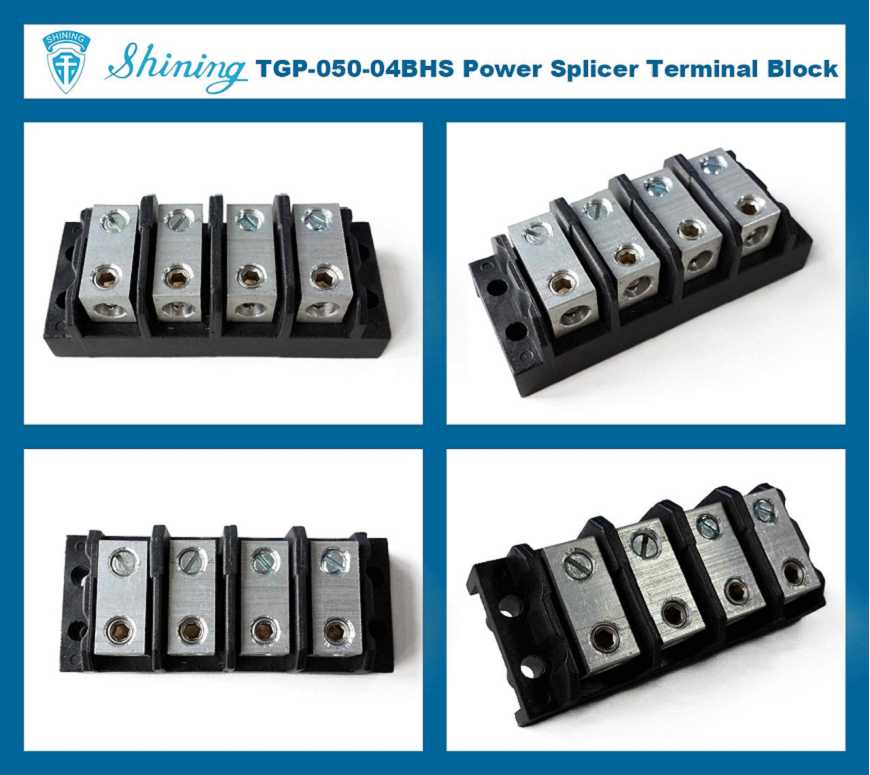 TGP-050-04BHS 600V 50A 4 Way Power Splicer Terminal Block