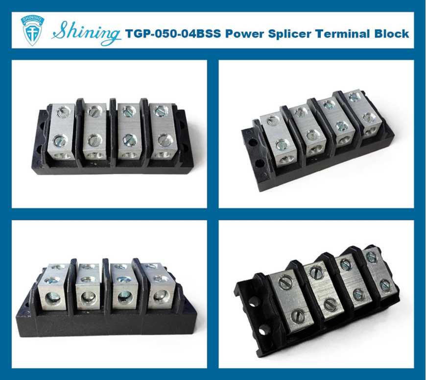 TGP-050-04BSS 600V 50A 4 Way Power Splicer Terminal Block