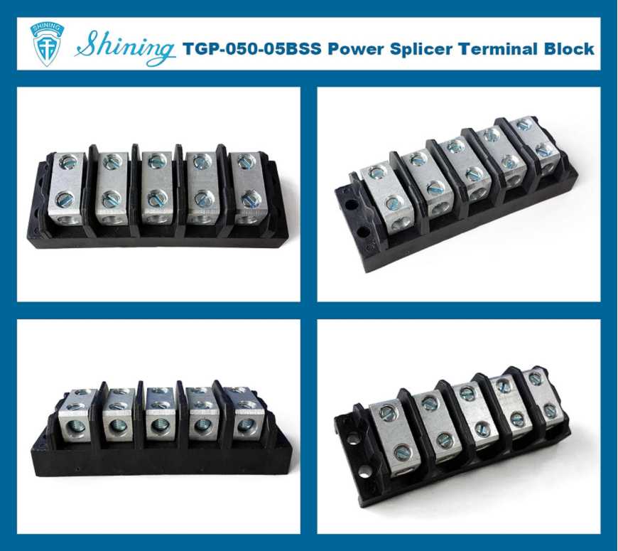 TGP-050-05BSS 600V 50A 5 Way Power Splicer Terminal Block